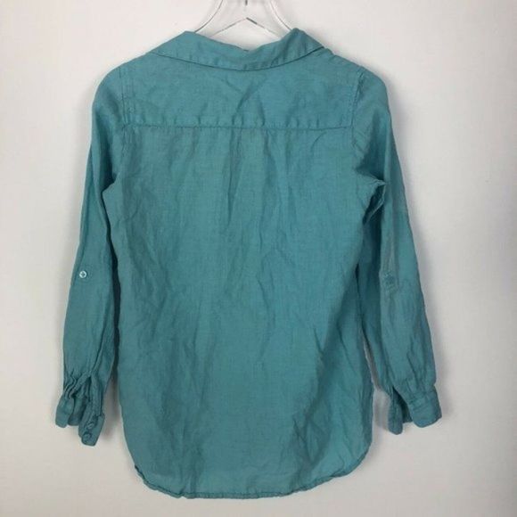 Cold Water Creek Blue Pure Linen Blouse XS - Picture 9 of 9